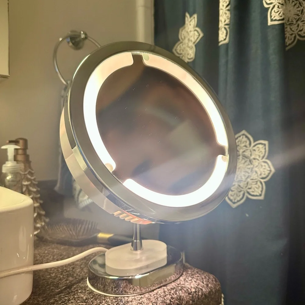 Illuminated Silver Vanity Mirror